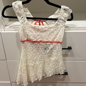 Kimchi Blue Lace Top with Pink Accent